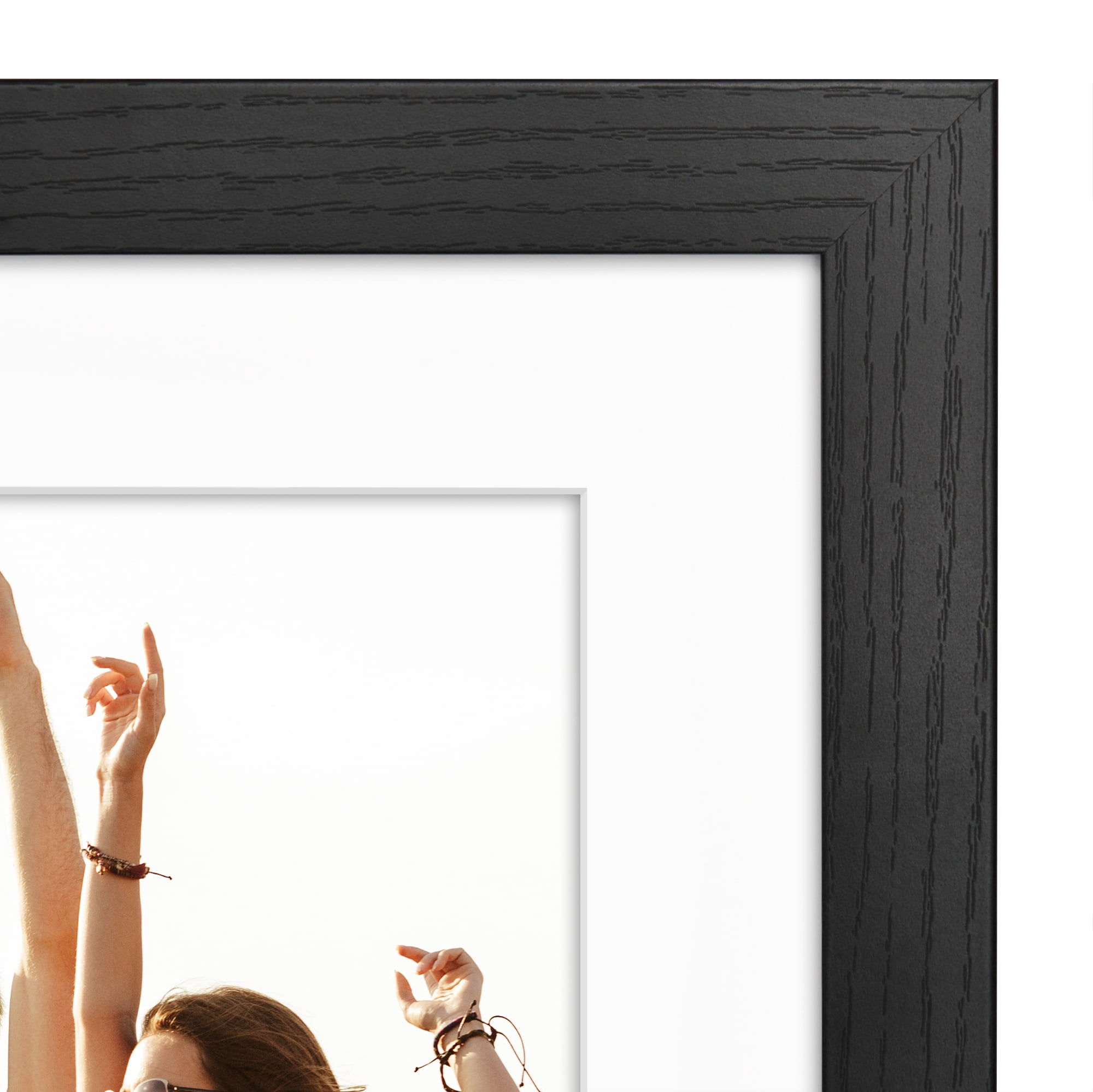 Americanflat 20x24 Picture Frame with Polished Plexiglass with 16x20 Mat Display Photo Hudson Wide - Black