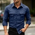 thumbnail image 4 of Men's Tactical Shirt, Long Sleeve Quick-Dry Work Shirt With Ventilation & Multi-Pockets, Outdoor Casual Tactical Clothing Blue 4XL, 4 of 9