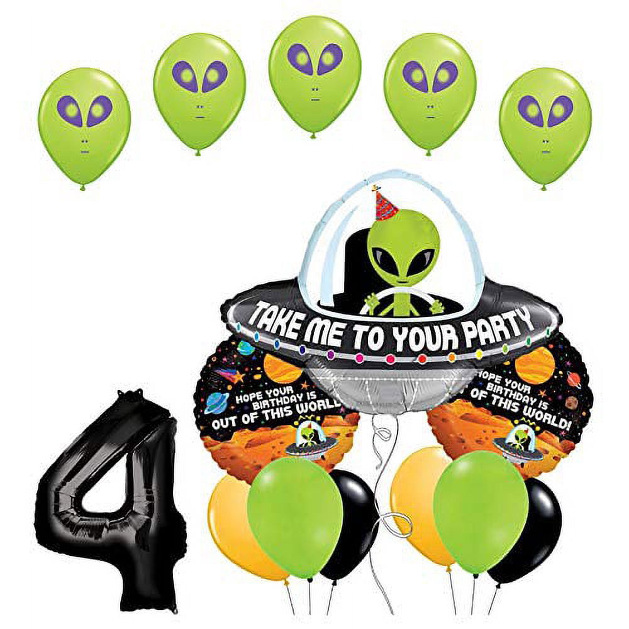 Space Alien 4th Birthday Party Supplies Balloon Bouquet Decorations