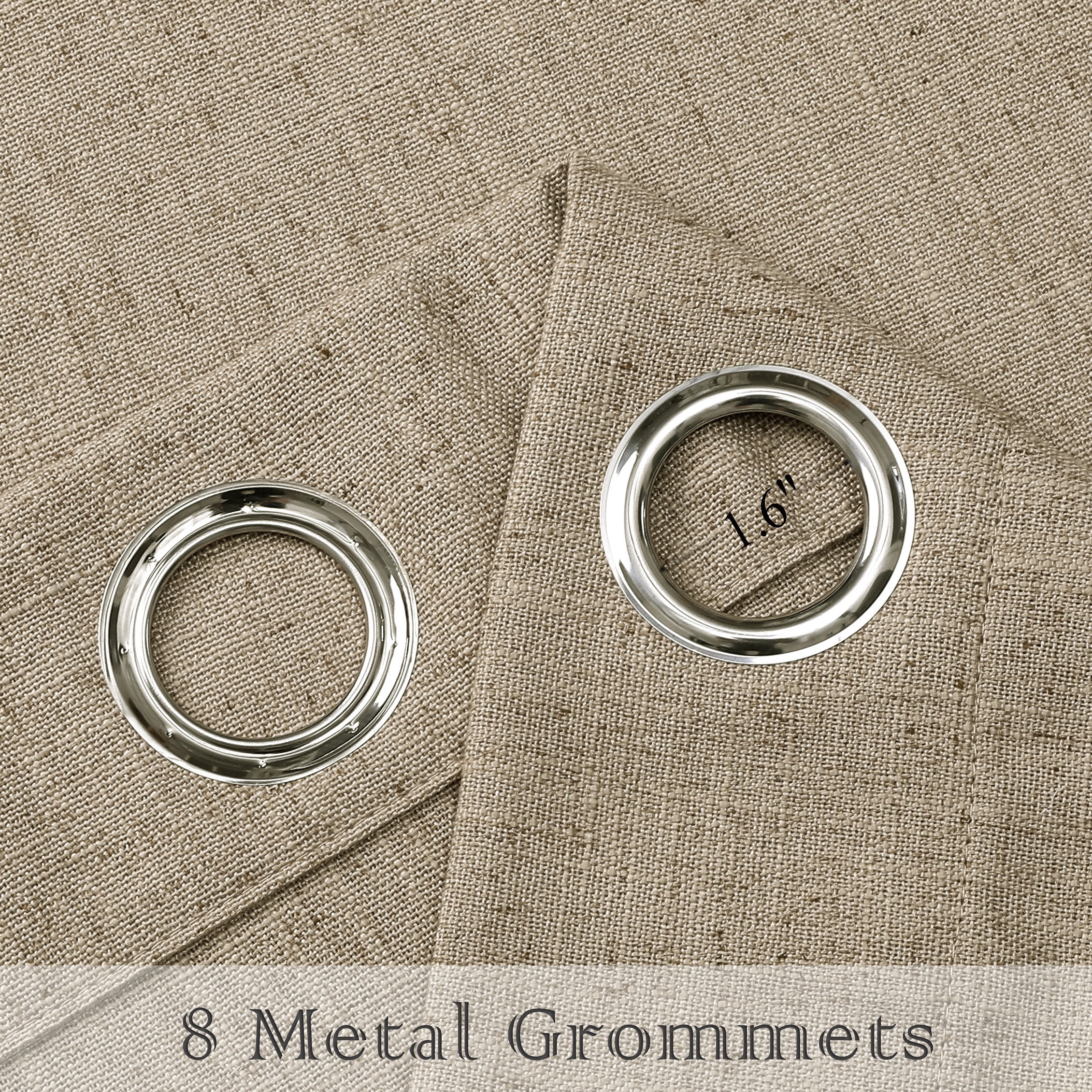 AZZCIA Sand Linen Light Filtering Grommet Curtain Panels for Bedroom, 2 Panels, 54"W x 63"L