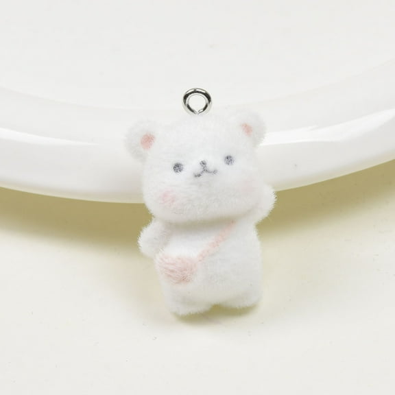 Resin Flocking Cute Three-dimensional Animal Bear Keychain Pendant for Car Keys, Bag Charm & Backpack Accessory