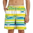 thumbnail image 6 of Maqroz Boy's Hawaiian Tropical Print Double-Layer Drawstring Elastic Waist Swim Trunks Beach Vacation Loose Casual Vacation Shorts with Pockets, Size 9 Years, 6 of 9