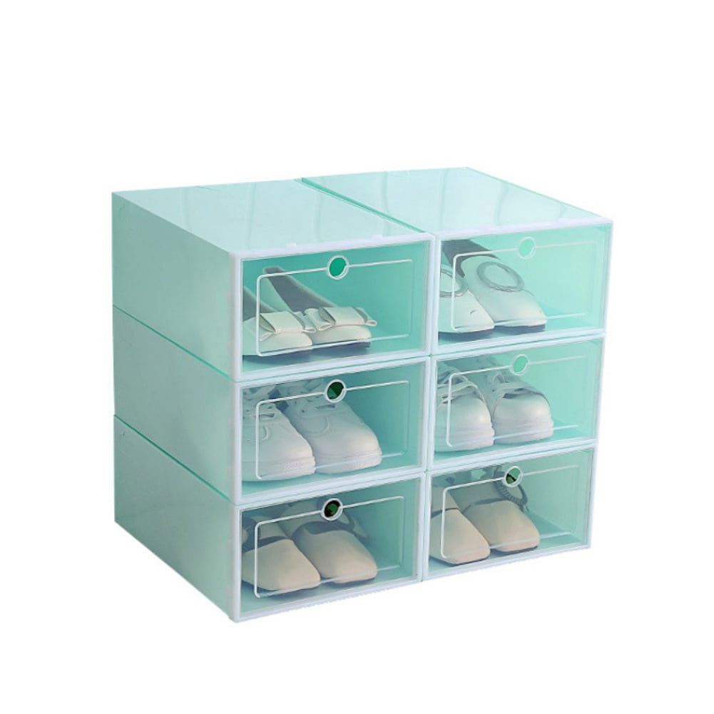 2/6 PCS Shoe Box Stackable Storage Case Durable Plastic Foldable Shoes Organizer 