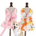 thumbnail image 4 of CBFFDC Robe Imprimée Chrysanthème Ensemble Chien Mignon et Laisse avec Décoration Nœud Princesse pour Activités Extérieures Printemps Été, 4 of 7