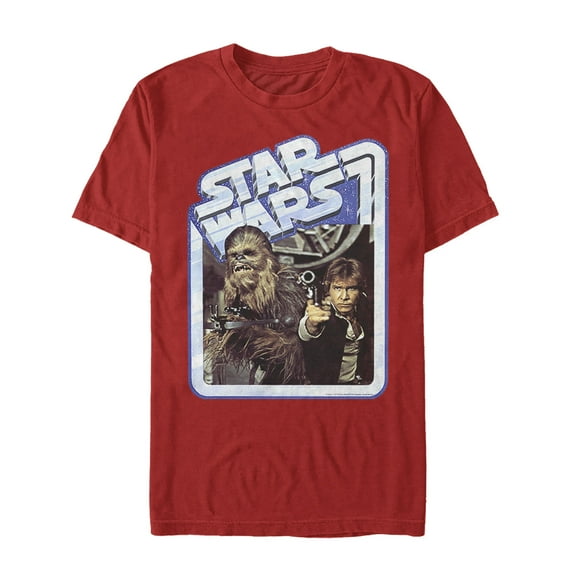 Men's Star Wars Chewbacca and Han Solo Aim  Graphic Tee Red Medium
