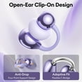 thumbnail image 3 of M100 Clip On Ear Headphones, Open Ear Earbuds Wireless Bluetooth 5.4, Clip On Earbuds with LCD Touchscreen, Lightweight Comfort Open Ear Headphones for Sports, Fitness, and Workouts, Purple, 3 of 8