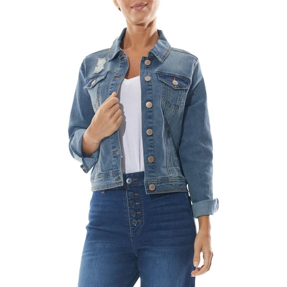 Dollhouse Women's Junior Basic Denim Jacket