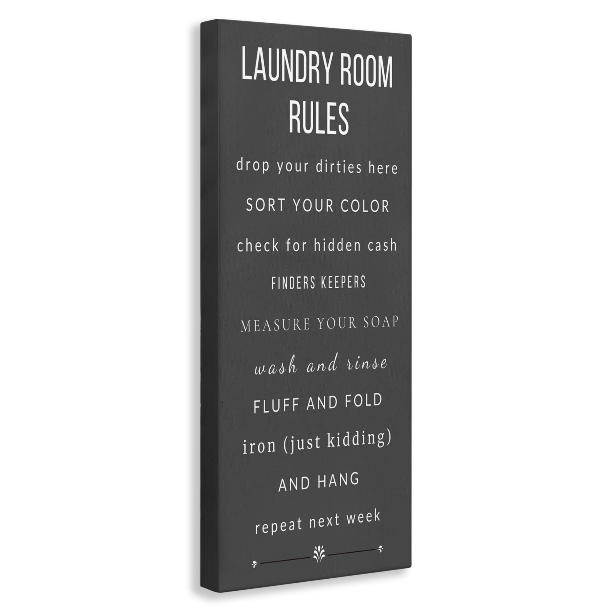 Grey Rules of Laundry Room Canvas Wall Art, design by Julia Frost