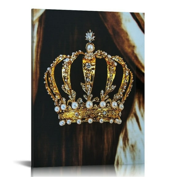 Canvas Crown & Canvas Art - King Queen Wall Art Home Decor Print Poster Painting Large