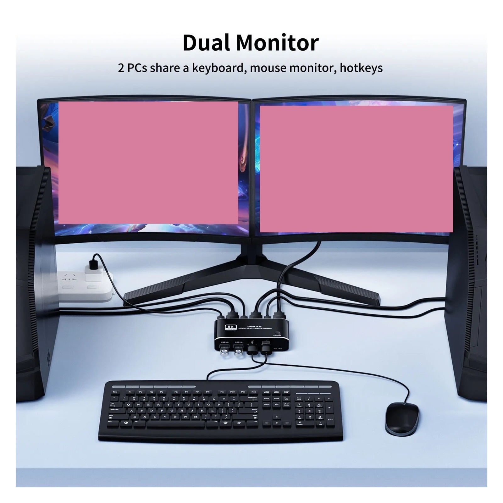 HMI 2.1 KVM Switch 4K 120Hz HMI USB KVM Switch Dual Port USB HMI 2.1 Switcher 2X1 2X2 4K 60Hz 8K 60Hz For 2 PCs 1 Monitor ,Effortless Switching