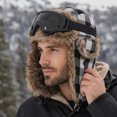 thumbnail image 6 of TKKCS Unisex Winter Plaid Trapper Hat with Matching Goggles Ear Flaps Faux Fur Warm Windproof Ski Hat Gray Free Size, 6 of 6