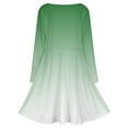 thumbnail image 5 of Aesthetic Patina Green And White Gradient Long Sleeve Dresses For Women Vintage Elegant Party Dress Oversized V-neck Dress S-8XL, 5 of 7