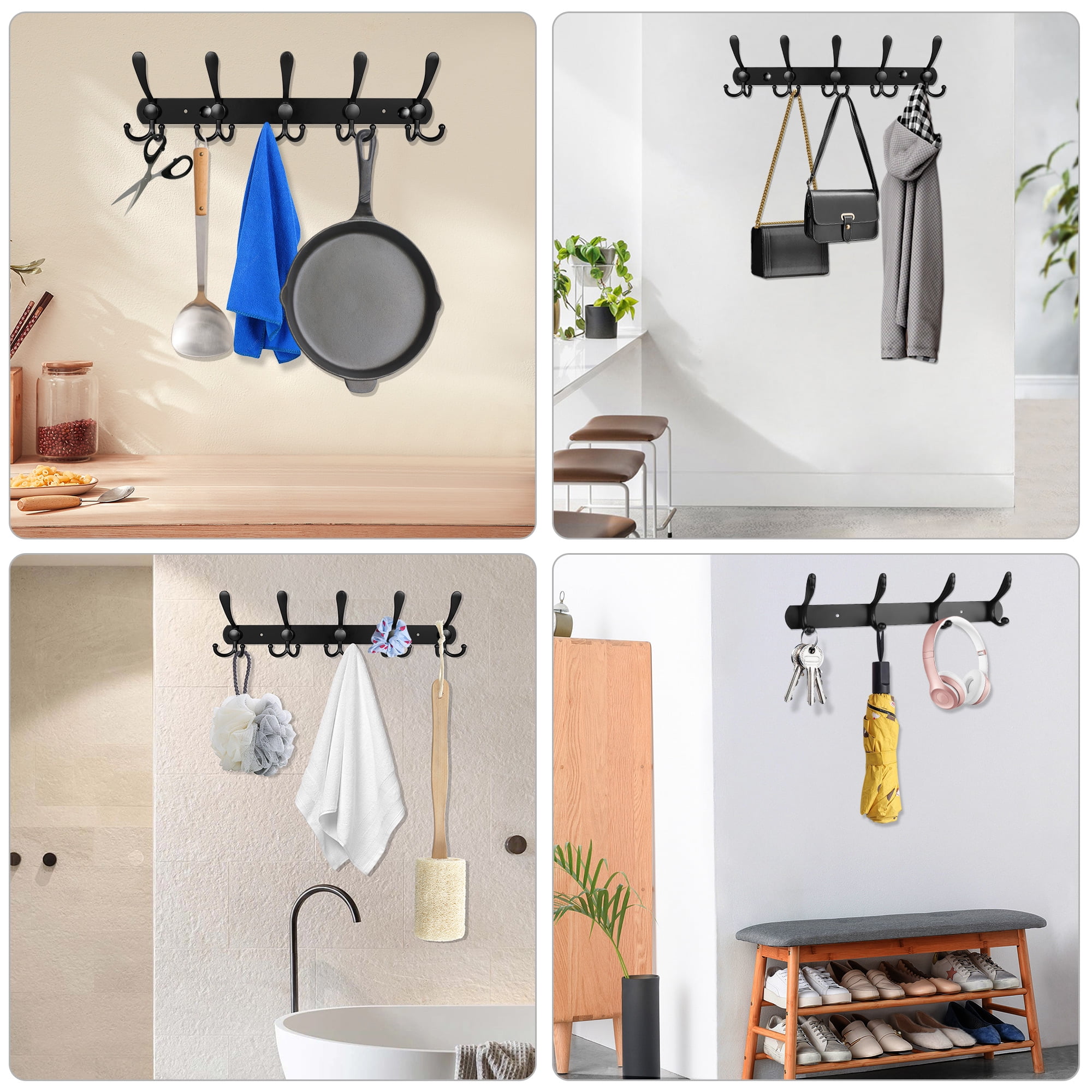 Wall Mount Coat Hook 15 Hooks Stainless Steel Clothes Hangers Rack