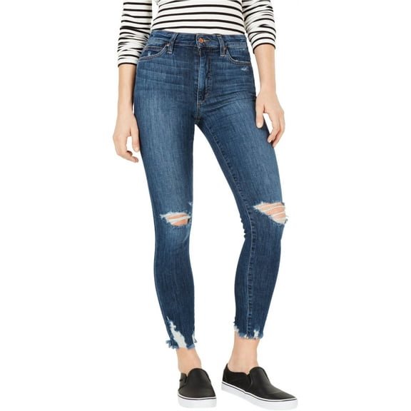 JOE'S Womens Blue Frayed High Rise Ankle Skinny Jeans Size: 28 Waist