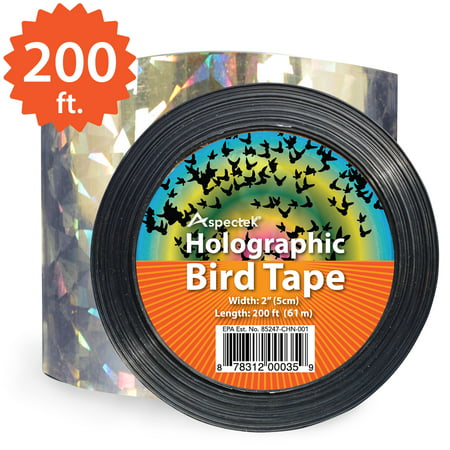 Aspectek Holographic Bird Scare Tape, Repellent Ribbon (200 Feet x 2