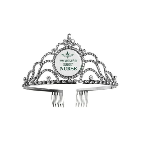 My Favorite Things Women's Rhinestone Tiara - World's Best Nurse Sparkle Princess Crown with Combs