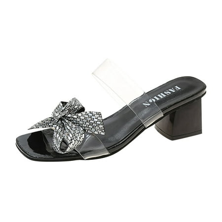 

nsendm Womens Lace up Sandals Size 10 Sandals For Women Ladies Chunky Heel High Heel Womens Bling Sandals Size 12 Black 8.5