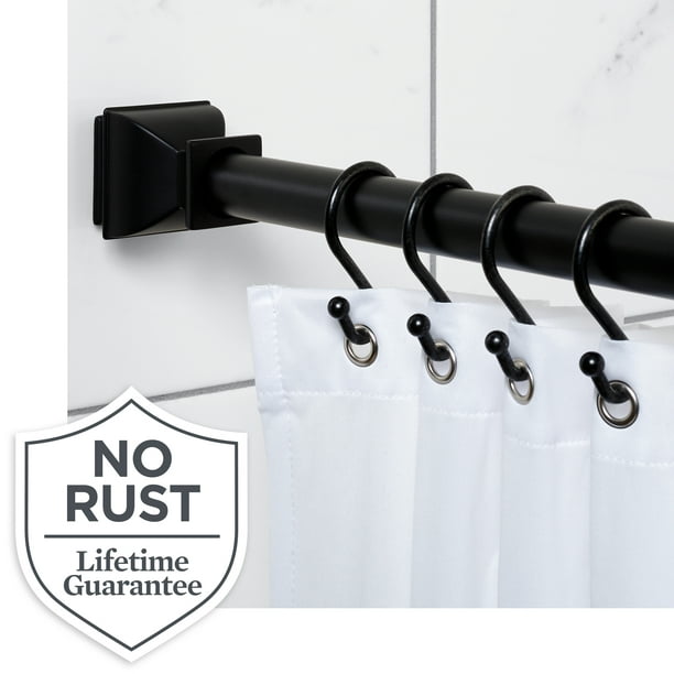 Matte Black Shower Curtain Tension Rod, How To Put Up A Shower Curtain Tension Rod
