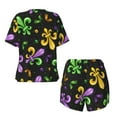 thumbnail image 2 of Sigee Mardi Gras Carnival4 for Sleepwear Casual Pjs with Pockets Women's Pajamas Sets Shorts 2 Piece Short Sleeve Lounge Sets Large, 2 of 9