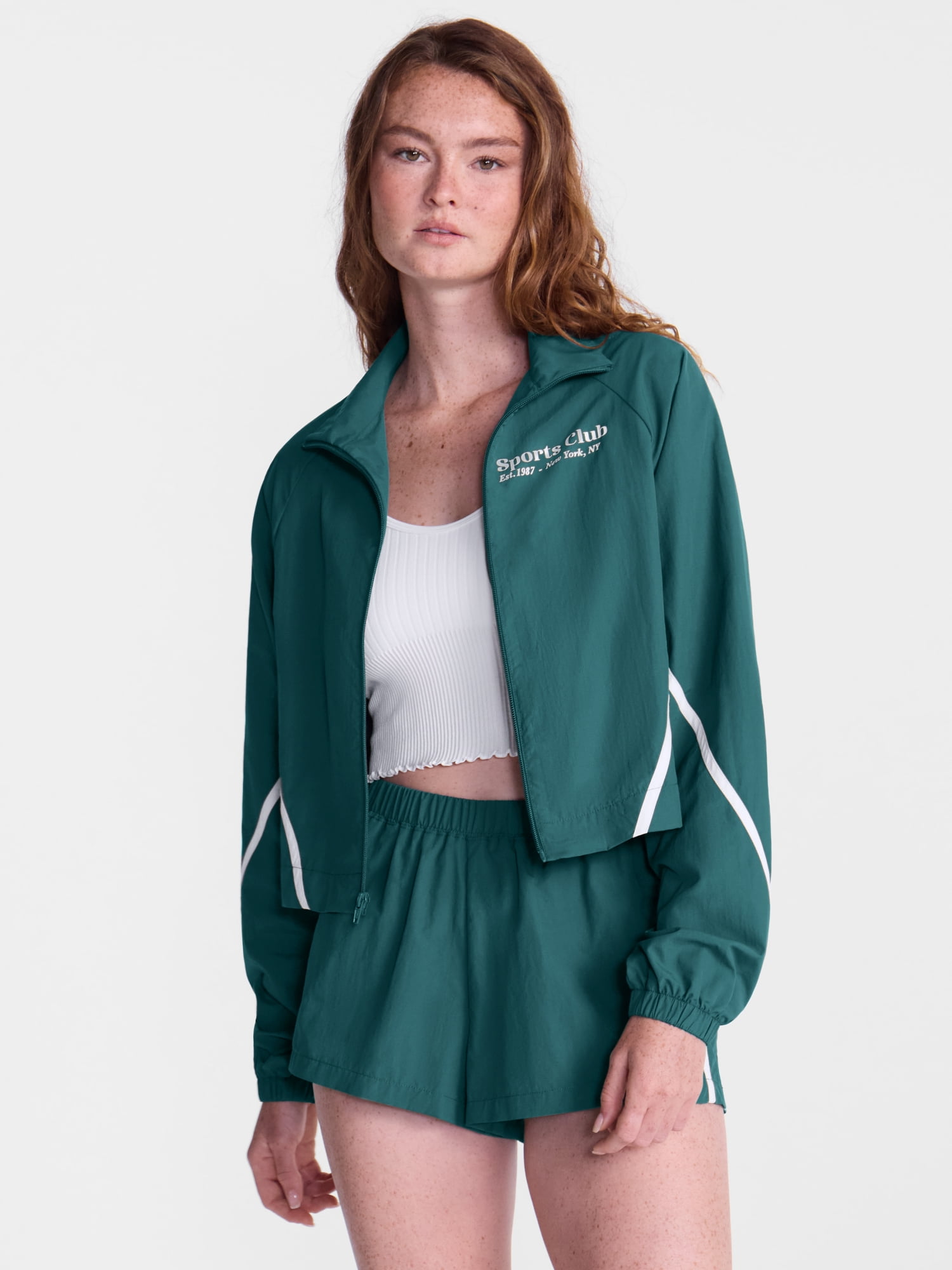 No Boundaries Zip Front Graphic Track Jacket, Women's XXS-XXL