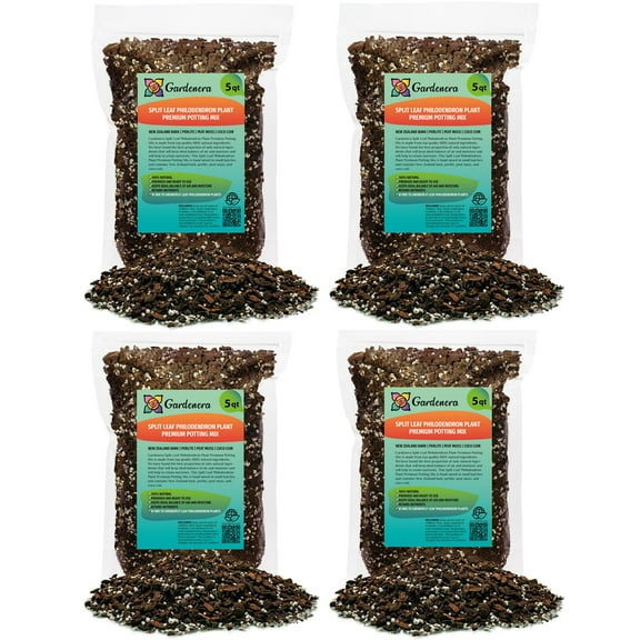 ⭐ Soil Mix for Split Leaf Philodendron - Trusted by Experts for Healthy and Strong Plants by Gardenera - 20 Quart (4 Bags of 5 Quart)