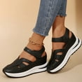 thumbnail image 2 of Closed Toe Walking Sandals for Women 2025 Trendy Leather Cut out Platform Hidden Wedge Heel Fashion Sneakers, 2 of 8