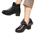 thumbnail image 3 of NOKIO Women's Dress B𝗈𝗈𝑡𝑠 Comfortable S𝗅ip On Walking Shoes Elegant So𝗅id Color Work B𝗈𝗈𝑡𝑠 with Metal Decor, Business Work Daliy Casual Shoes Fall Winter Short B𝗈𝗈𝑡𝑠, 3 of 5