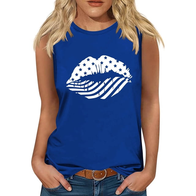 LSLJS Womens Tank Tops Independence Day Graphic Tank Tops Summer Casual Loose Tanks Music Vacation Tank, Womens Tank Tops