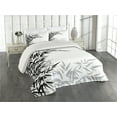 thumbnail image 2 of Ambesonne Asian Themed Quilted Coverlet 3 Pcs, Monochrome Art Leaves, Queen Size, White and Black, 2 of 4