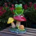 thumbnail image 4 of Alpine Corporation Solar Frog Sitting on Mushroom Statue with LED Lighted Eyes, 4 of 5