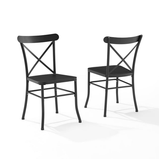 CROSLEY Astrid 2Pc Indoor/Outdoor Metal Dining Chair Set- 2 Chairs - Matte Black