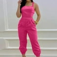 thumbnail image 2 of Eashery Women's Jumpsuit Slim Suit Pants Straight Leg Casual Womens Jumpsuits Casual Dressy Hot Pink M, 2 of 5