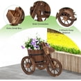 thumbnail image 5 of SOPTY Wood Cart Garden Planter Pot w/3 Wheels Barrow Wagon Flower Barrel Outdoor Decoration for Patio Lawn Backyard-1Pcs, 5 of 9