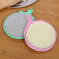 thumbnail image 2 of Cleaning Sponge Double-sided Kitchen Pan Dishwashing Brush Round 4 5 2 3 Water-absorption Pan Pot Scrub Sponge Color Random, 2 of 9