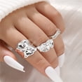 thumbnail image 3 of Punk 3pcs/set Chunky Irregular Cuff Rings for Women Geometric Adjustable Open Finger Nail Rings Fashion Statement Jewelry Girls, 3 of 4