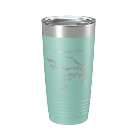 

Harry S. Truman Lake Map Tumbler Travel Mug Insulated Laser Engraved Coffee Cup Missouri 20 oz Teal