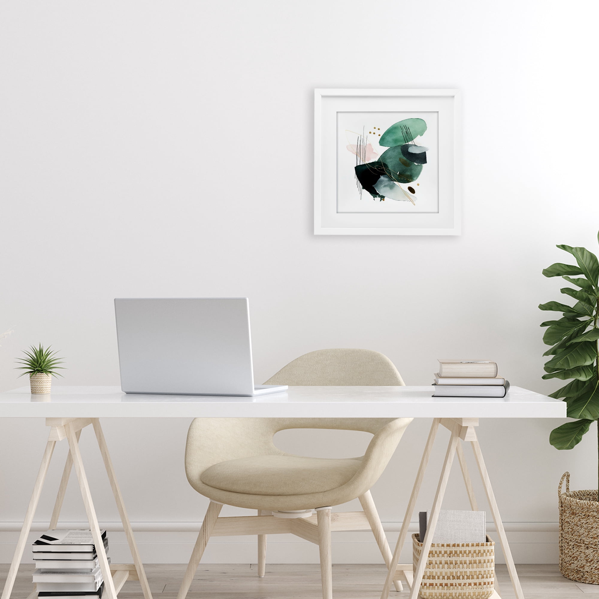 Stupell Industries Verdant Horizon Shapes White Framed Print Under Glass, design by Svetlana Aleynikova