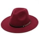 thumbnail image 3 of Sombrero de ala grande de fieltro de lana Simple para hombres y mujeres, sombrero de cadena de lana de estilo británico, sombrero de Jazz Retro clásico, moda de otoño e invierno, 1 pieza, 3 of 4