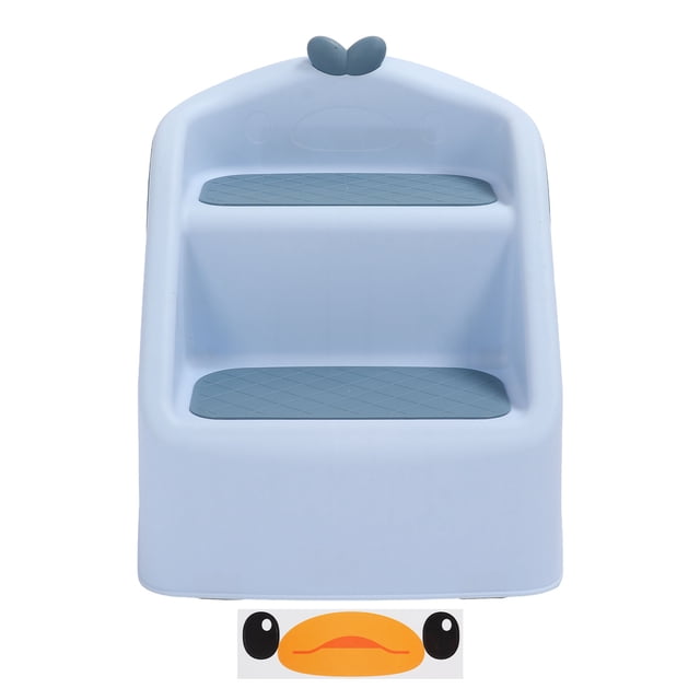 Taburete de entrenamiento para ir al baño 3 en 1, plegable, antideslizante, con lavabo de 2 escalones, para baño de bebé, color azul