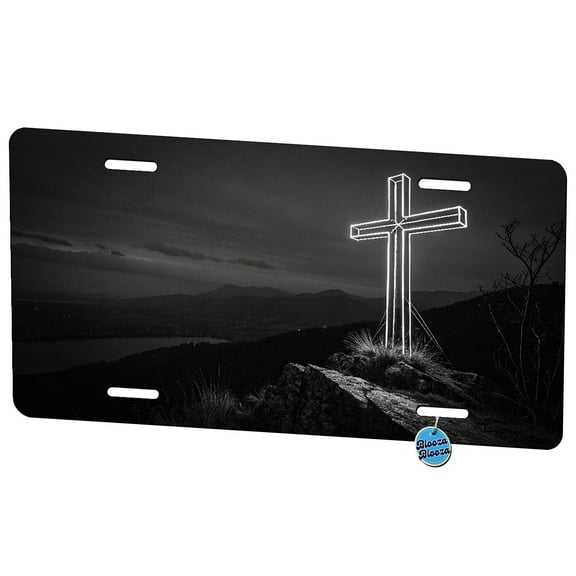Cross Glowing Christian Jesus Inspirational Metal Novelty License Plate