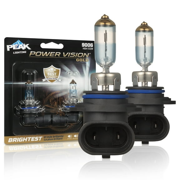 PEAK Power Vision Gold Automotive High Performance 9006/HB4 55W Headlight Bulbs (2 Pack)