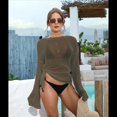 thumbnail image 4 of Camisetas de Larga para Mujer, Trajes de Baño de Bikini con Aberturas Laterales para la Playa Camello Profundo un Tamaño, 4 of 7