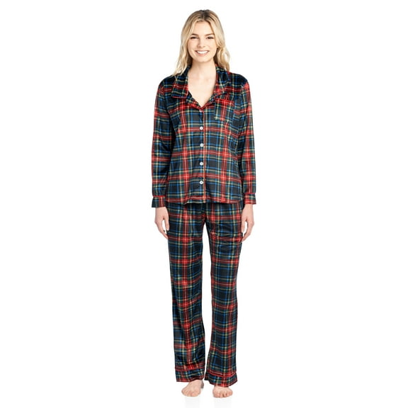 Ashford & Brooks Long Sleeve Collared Durable Pockets Pajamas (Women's) 2 Piece Set