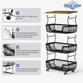thumbnail image 4 of HaiCube 4-Tier Metal Wire Rolling Cart with Wheels, Stackable Storage Organizer Cart with Top Shelf for Pantry, Kitchen Fruit Snack Book Storage Rack, 4 of 9