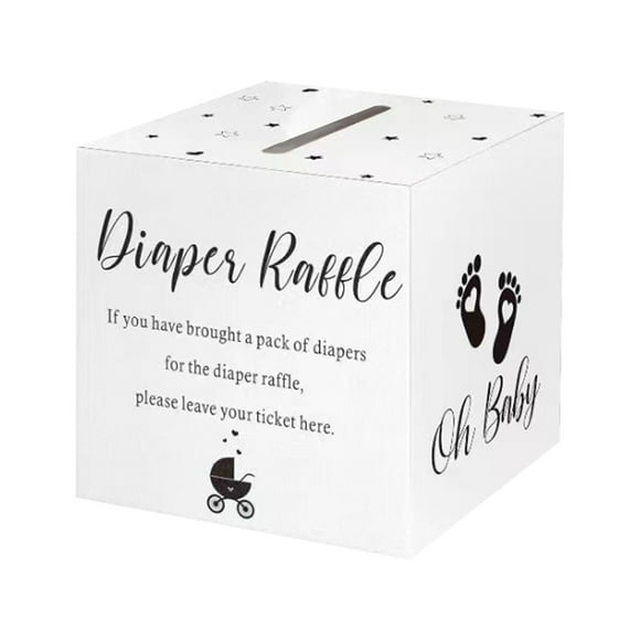 mtvxesu 50 Diaper Raffle Tickets with Storage Box for Baby Shower Party Gender Reveal Game Decorative Table Centerpiece|7.48 X 7.48 X 7.48 Inches|Cardboard Paper|Includes 50 Double-Sided Cards