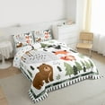thumbnail image 3 of Homewish Cartoon Bear Fox Queen Comforter Set,Jungle Animal Deer Bedding Sets,White Green Brown Bedding Comforter Set For Boys Girls,Luxury Bedroom Decor Reversible,3 Pieces, 3 of 8