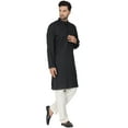 thumbnail image 4 of SKAVIJ Hommes Kurta Pyjama Ensemble Coton à Manches Longues Robe de Soirée de Yoga Black L, 4 of 6