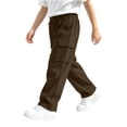 thumbnail image 5 of Spazoro Boys Corduroy Cargo Pants with Multi‑Pockets, Drawstring Straight Leg Solid Color Elastic Waist Loose Fit Casual Trousers for Daily Street Coffee Size 4-5T, 5 of 7