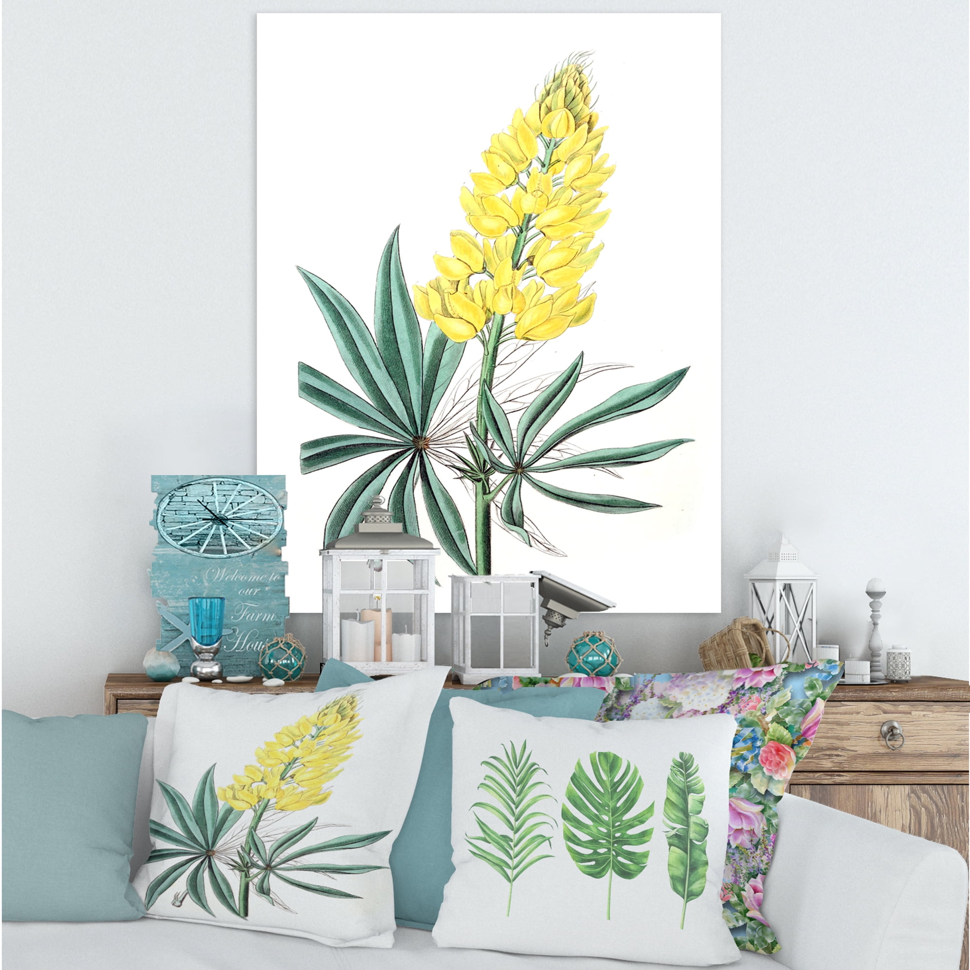 Designart ' Ancient Yellow Flower I ' Traditional Canvas Wall Art Print