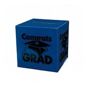 Congrats Grad Blue Card Box - Party Supplies - 1 Piece